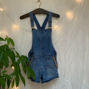 Crewcuts Short Rainbow embroidered overalls